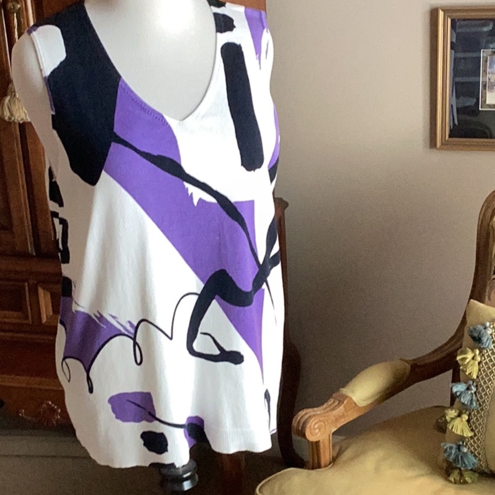 Abstract Purple and Black Women's Top